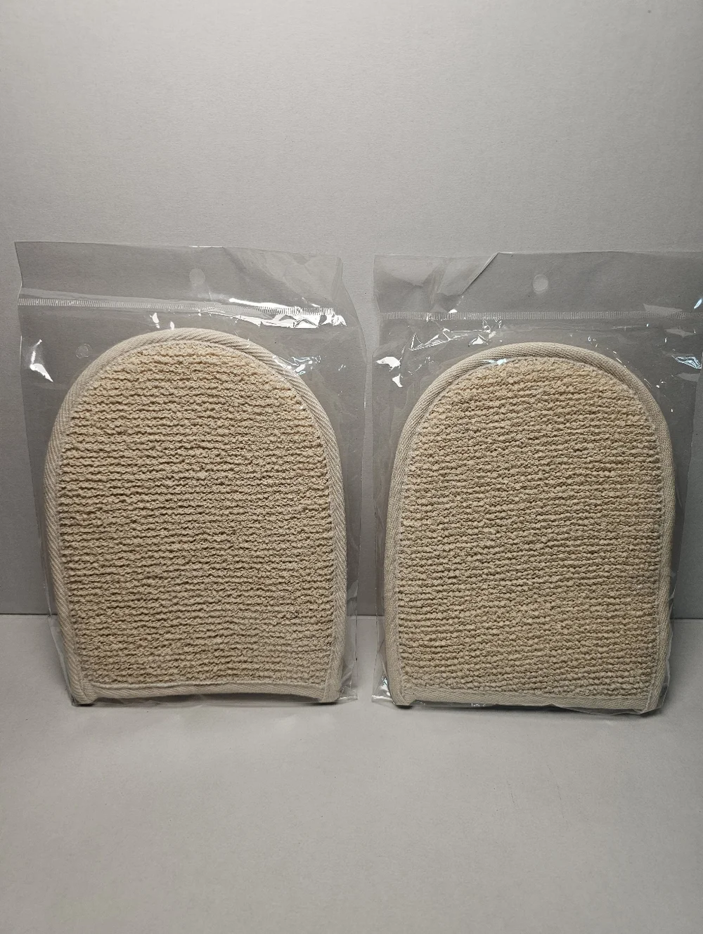 NEW Beige Exfoliating Bath Gloves - Soft Home Accents Set Of Two